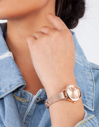 Rose Gold Skinny Mesh Watch - link has visual effect only