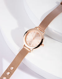 Rose Gold Skinny Mesh Watch - link has visual effect only