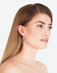 Silver Textured Heart Cut Out Drop Earring - link has visual effect only