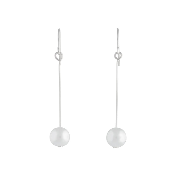 Fine Silver Pin & Pearl Drop Earrings