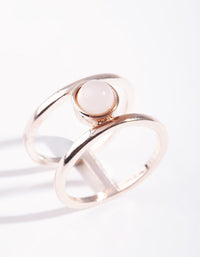 Rose Gold Double Band Centre Stone Ring - link has visual effect only