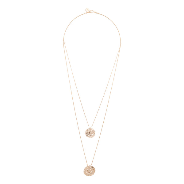 Gold Double Row Coin Charm Necklace