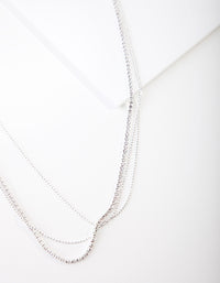 Silver Layered Diamante Chain Necklace - link has visual effect only