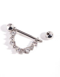 Surgical Steel Diamante Curve Nipple Bar - link has visual effect only