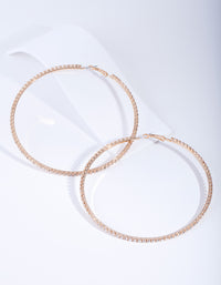 Gold Large Diamante Hoop Earrings - link has visual effect only