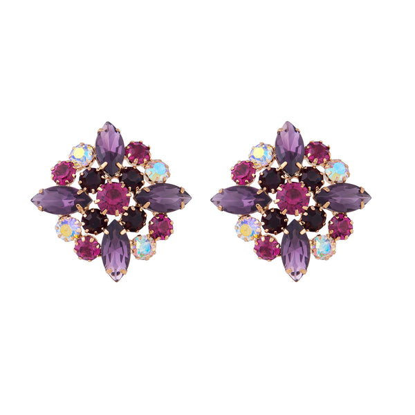 Mixed Purple Vintage Marquise Cluster Stud