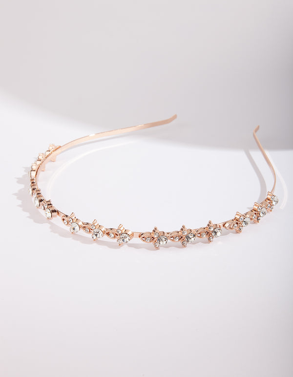 Rose Gold Mini Flower Diamante Headband