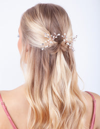 Pearl & Diamante Bun Slide Pack In Rose Gold - link has visual effect only