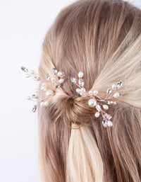 Pearl & Diamante Bun Slide Pack In Rose Gold - link has visual effect only