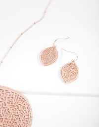 Rose Gold Glitter Leaf Jewellery Set - link has visual effect only