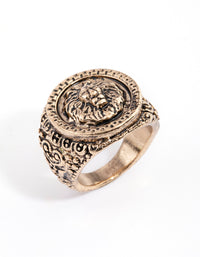 Antique Gold Lion Signet Ring - link has visual effect only