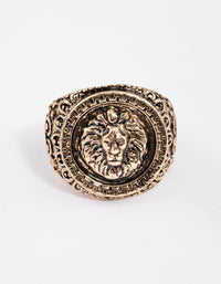 Antique Gold Lion Signet Ring - link has visual effect only