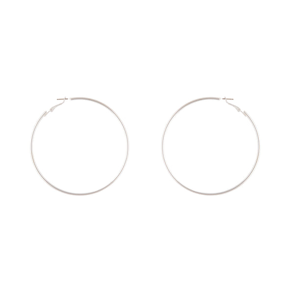 Silver Rounded 7cm Hoop Earrings