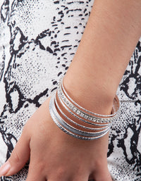 Silver Cup Chain Glitter Multi Bangle - link has visual effect only