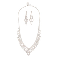 Silver Diamante Cup Chain Drop Earrings Necklace Set - link has visual effect only