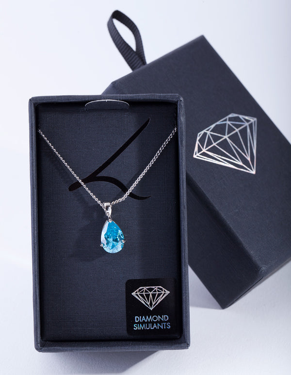 Aqua Pear Crystal Necklace