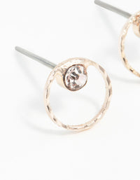 Rose Gold Geometric Circle Diamante Stud Earrings - link has visual effect only