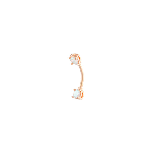 Rose Gold Surgical Steel Double Gem Belly Bar