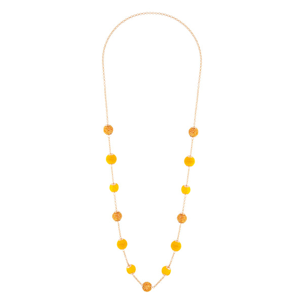 Gold Wrap Bead Station Necklace