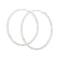 Silver Large Stone Set Hoop Earrings - link has visual effect only