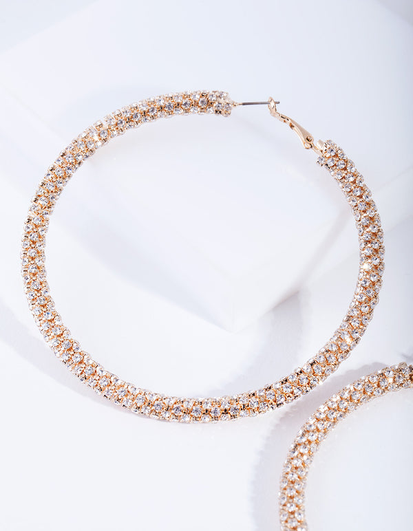 Gold Large Diamante Cup Chain Hoop