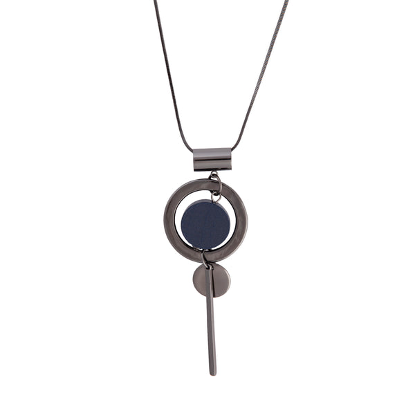 Gunmetal Suspended Disc Necklace