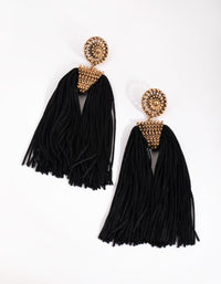 Black Tassel Drop Earrings - link has visual effect only