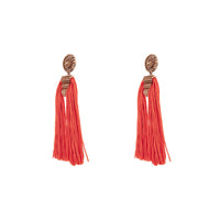 Antique Gold Orange Split Tassel Earrings - link has visual effect only