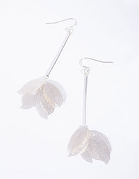 Silver Faux Leaf Cluster Drop Earrings - link has visual effect only