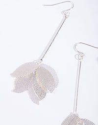 Silver Faux Leaf Cluster Drop Earrings - link has visual effect only