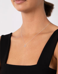 Sterling Silver Circle Diamante Pendant Necklace - link has visual effect only