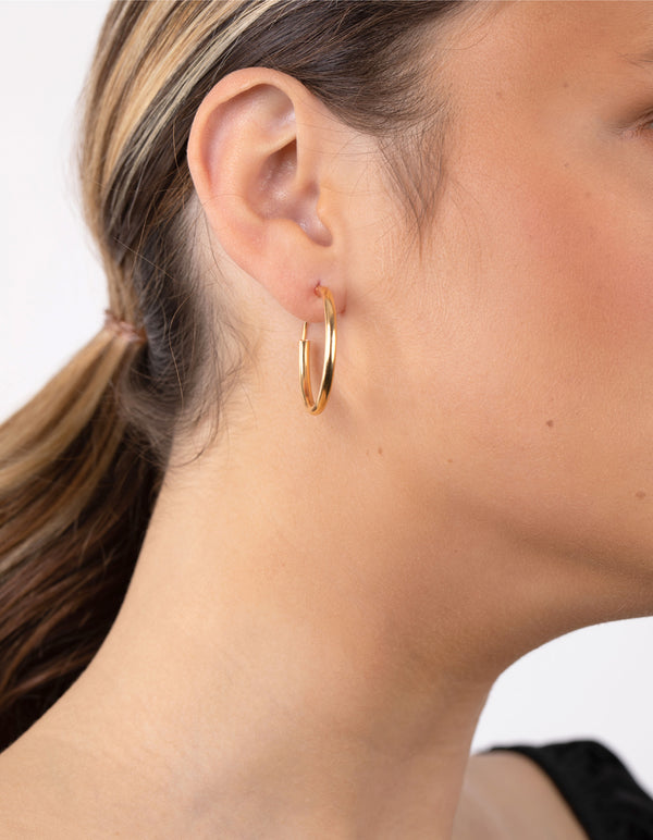 Gold Plated Sterling Silver Hoop Earrings