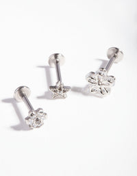 Surgical Steel Cubic Zirconia Cartilage Earring Pack - link has visual effect only