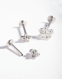 Surgical Steel Cubic Zirconia Cartilage Earring Pack - link has visual effect only