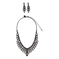 Black Decorative Cup Chain Earrings Necklace Set - link has visual effect only