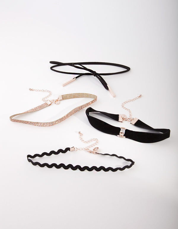 Black & Rose Gold Zig Zag Choker Pack