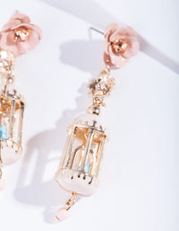 Gold & Pastel Flower Birdcage Earrings - link has visual effect only