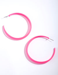 Neon Pink Hoop Earrings - link has visual effect only