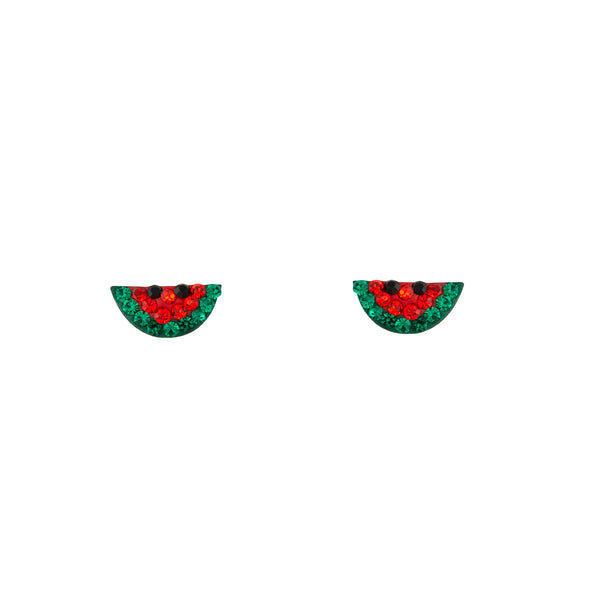 Kids Sterling Silver Pave Watermelon Earrings