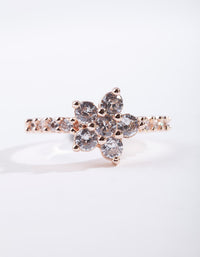 Rose Gold Cubic Zirconia Flower Ring - link has visual effect only