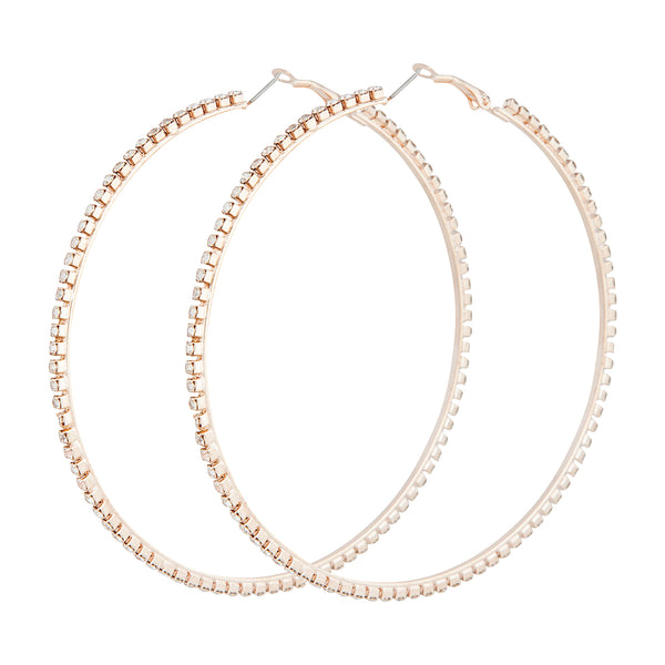 Rose Gold Diamante Large Hoop Earrings