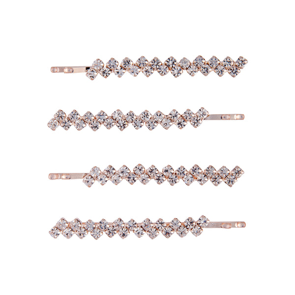 Rose Gold Diamante Zig Zag Pin Set