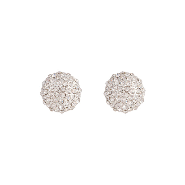 Silver Pave Round Stud Earrings