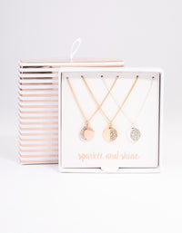 Mixed Metal Moon Phase Necklace Set - link has visual effect only