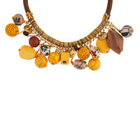 Gold Brown Statement Thread Wrap Necklace - link has visual effect only