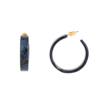 Blue Black Swirl 3/4 Hoop Earrings - link has visual effect only