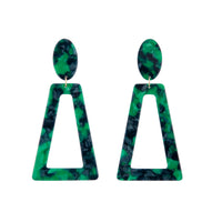 Deep Green Acrylic Oval Top Earrings - link has visual effect only