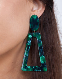 Deep Green Acrylic Oval Top Earrings - link has visual effect only