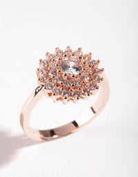 Gold Round Surround Cubic Zirconia Ring - link has visual effect only