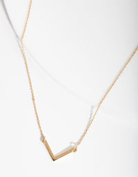 Gold Plated Sterling Silver V Pendant Necklace - link has visual effect only